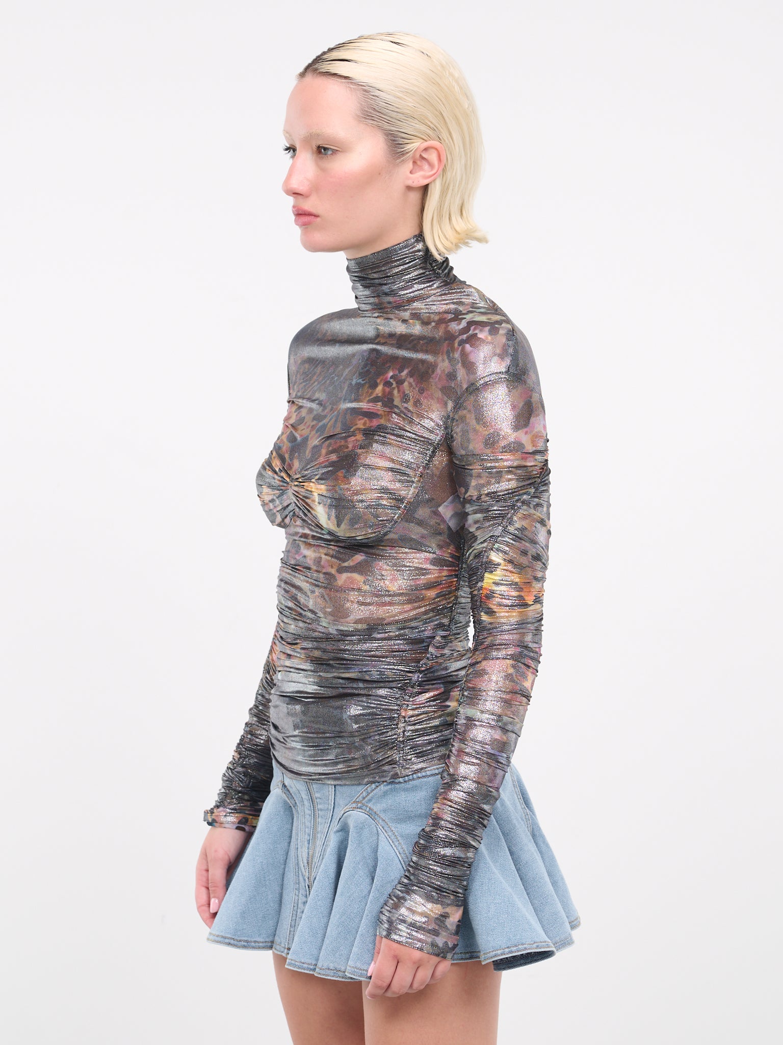 Ruched Turtleneck (1T00657585-OCTOPUS-SILVER)
