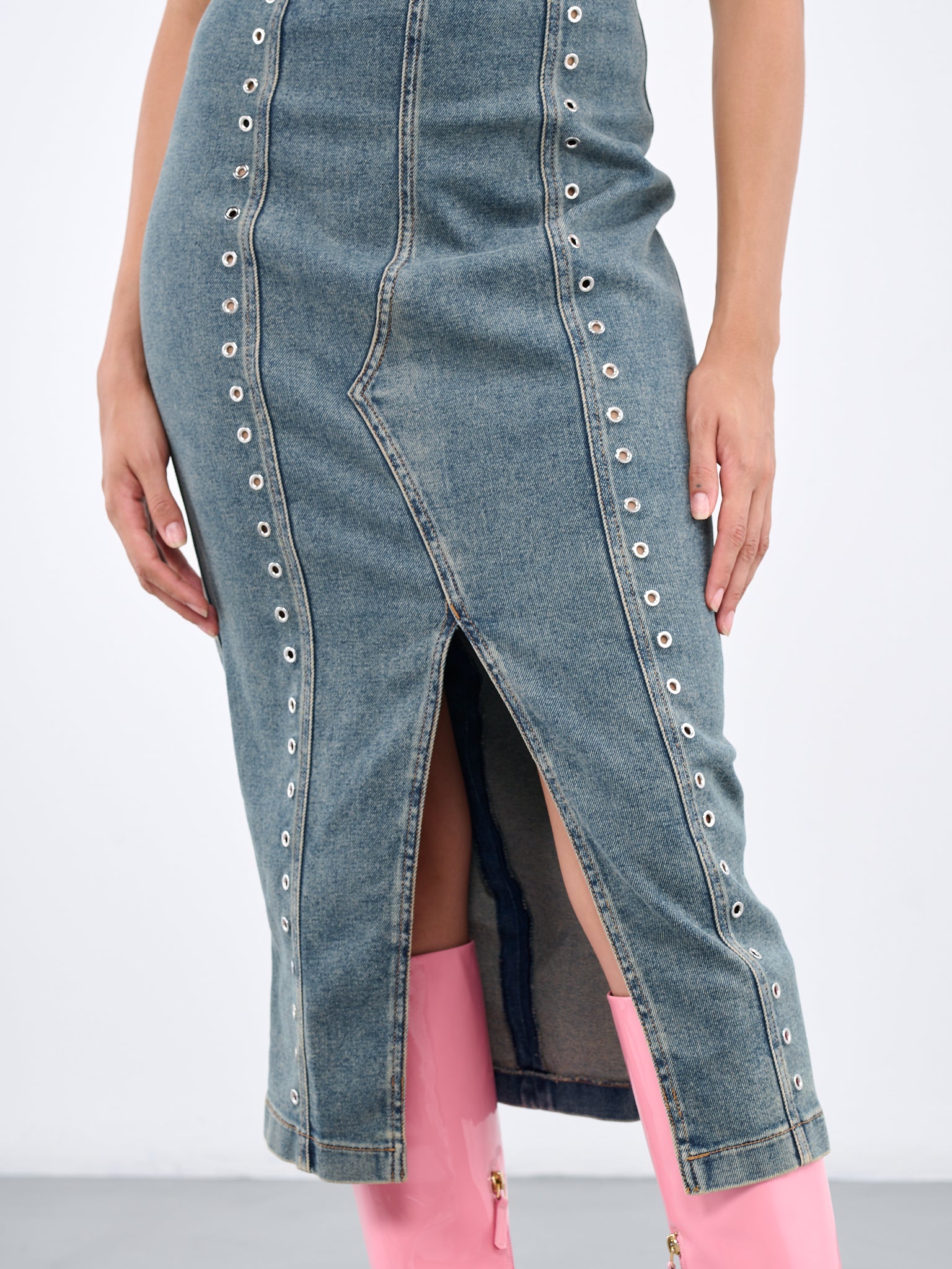 blumarine denim dress Denim maxi dress in blue - Blumarine