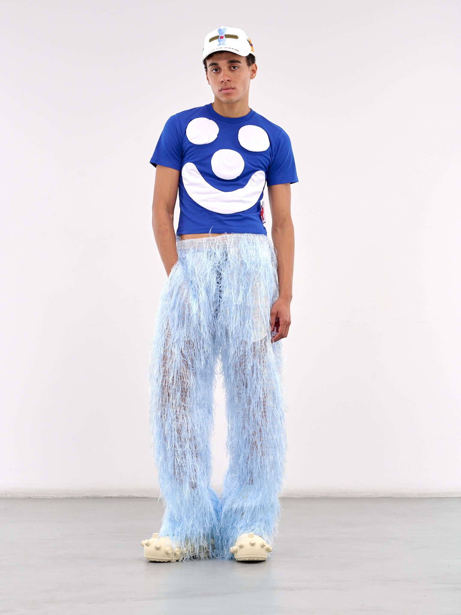 Smile Graphic Cropped Slim Tee (8007-CC34-MAZZARINE-BLUE)