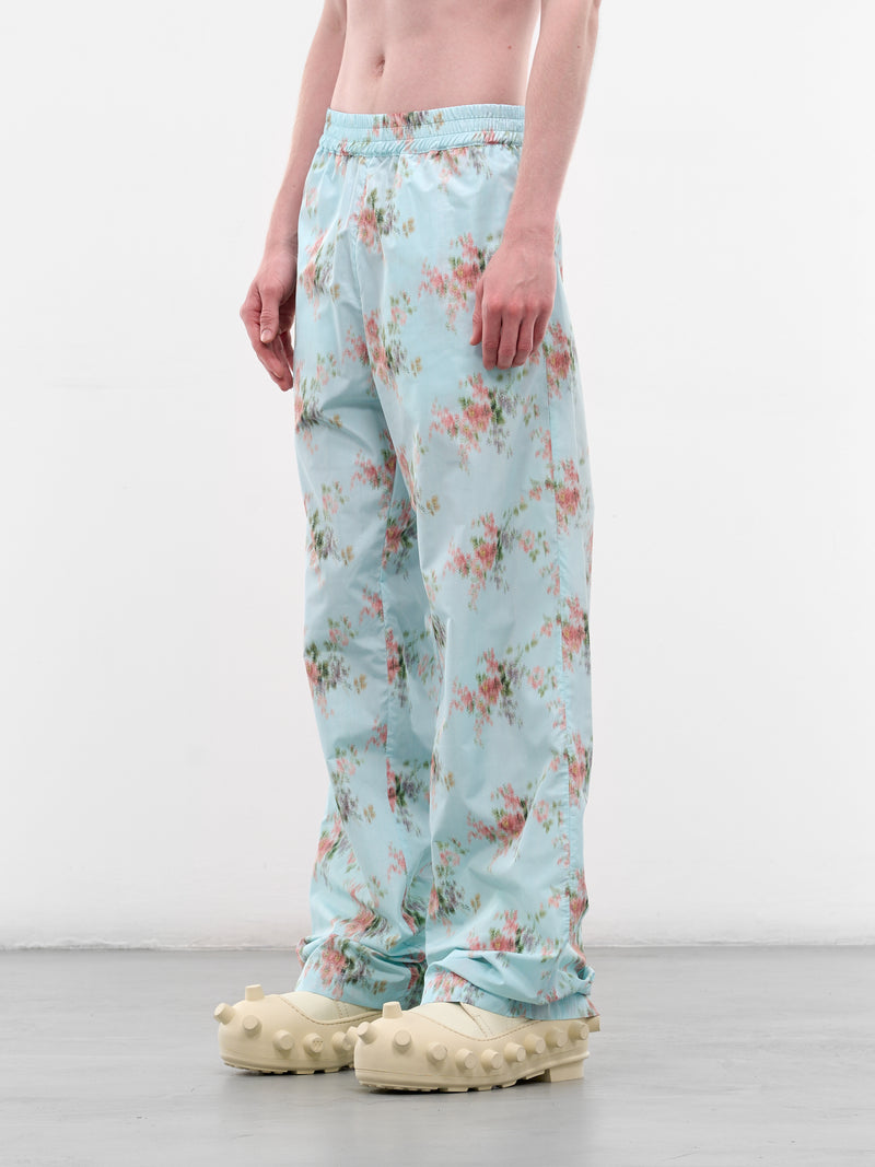 Blurry Floral Print Basic Pants (2013-CC16-LIGHT-BLUE)