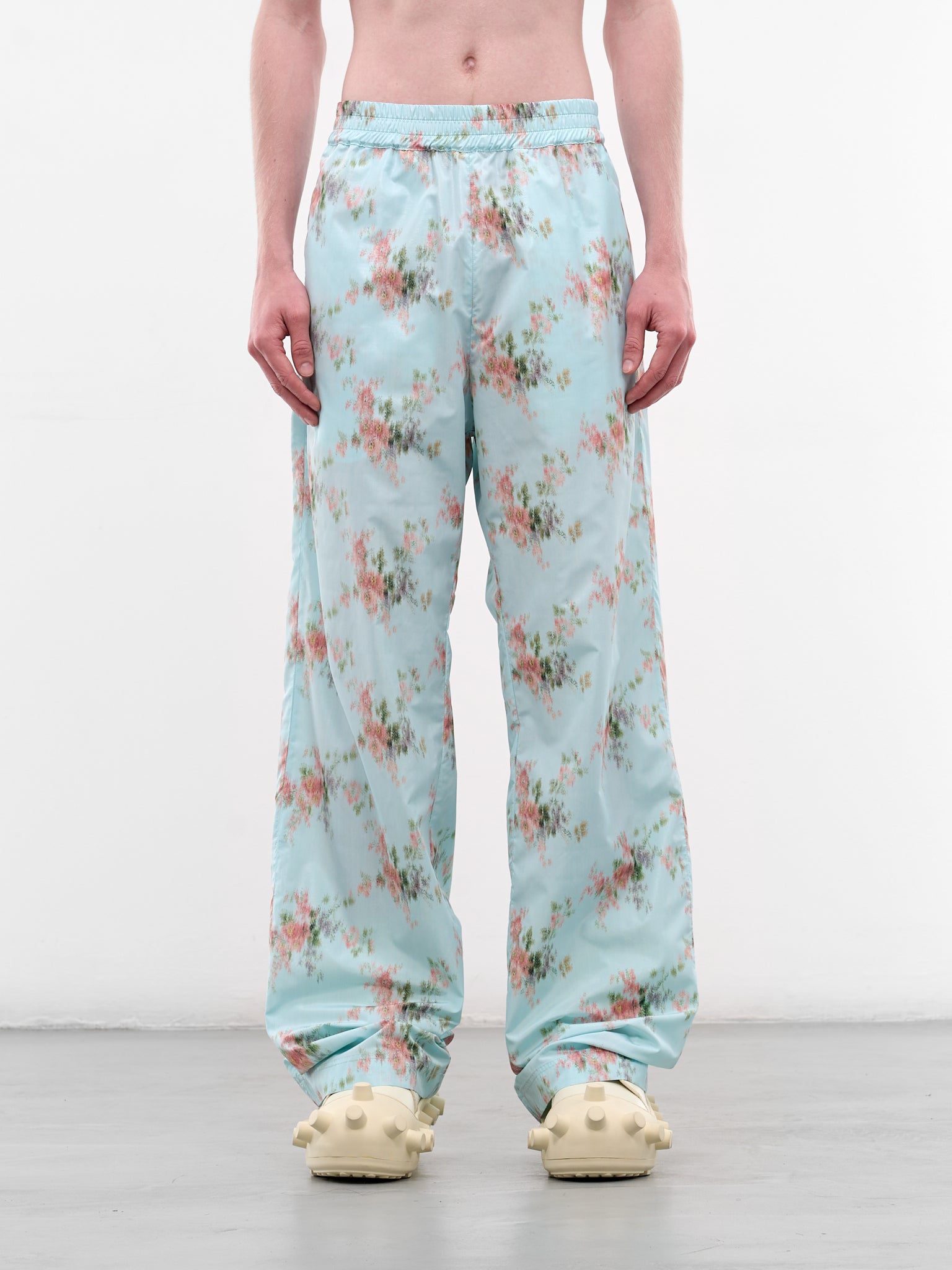 Blurry Floral Print Basic Pants (2013-CC16-LIGHT-BLUE)