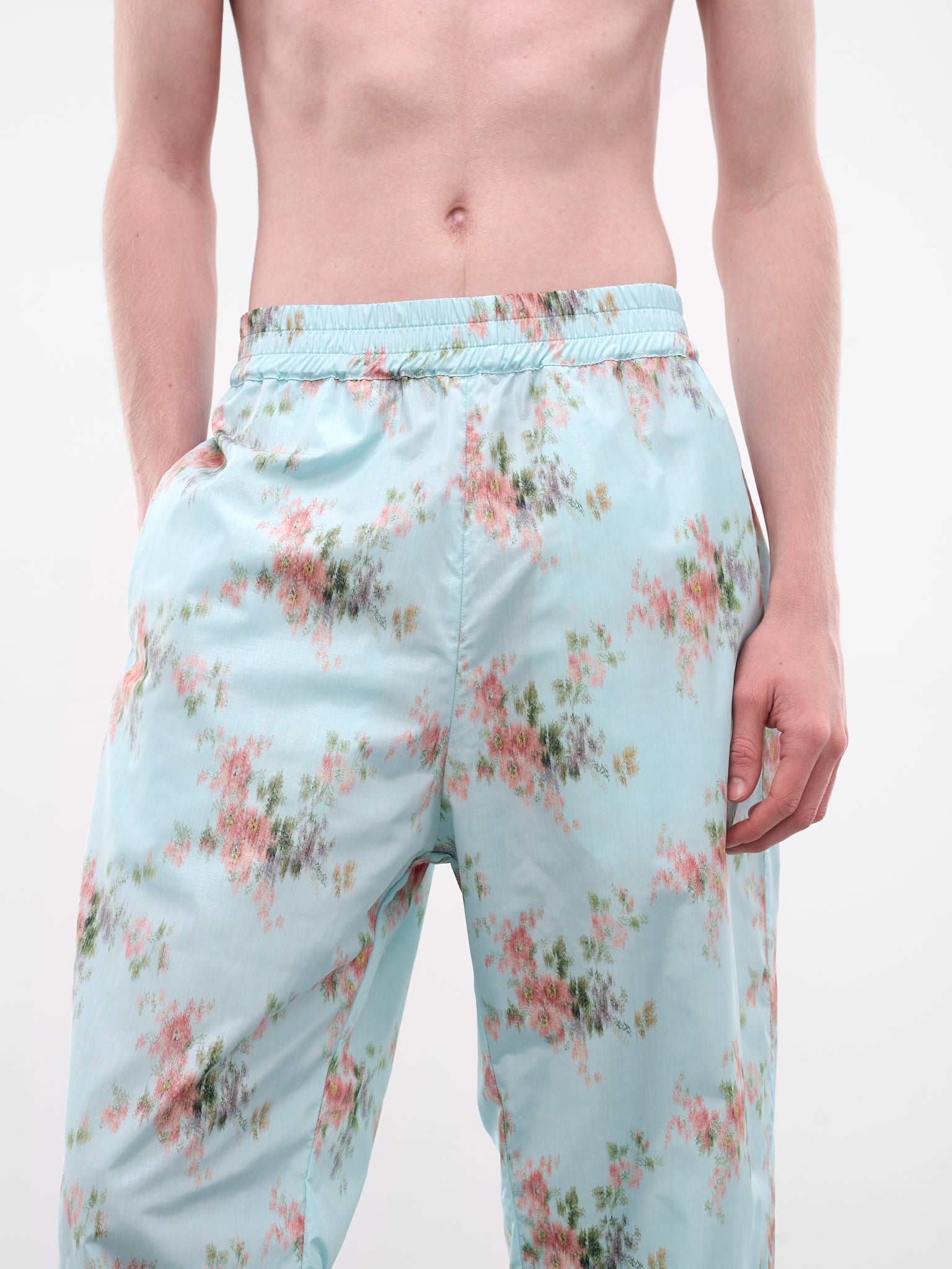 Blurry Floral Print Basic Pants (2013-CC16-LIGHT-BLUE)