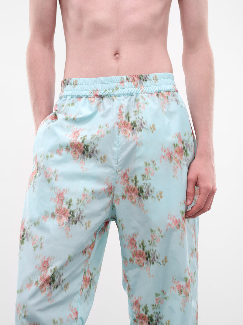 Blurry Floral Print Basic Pants (2013-CC16-LIGHT-BLUE)