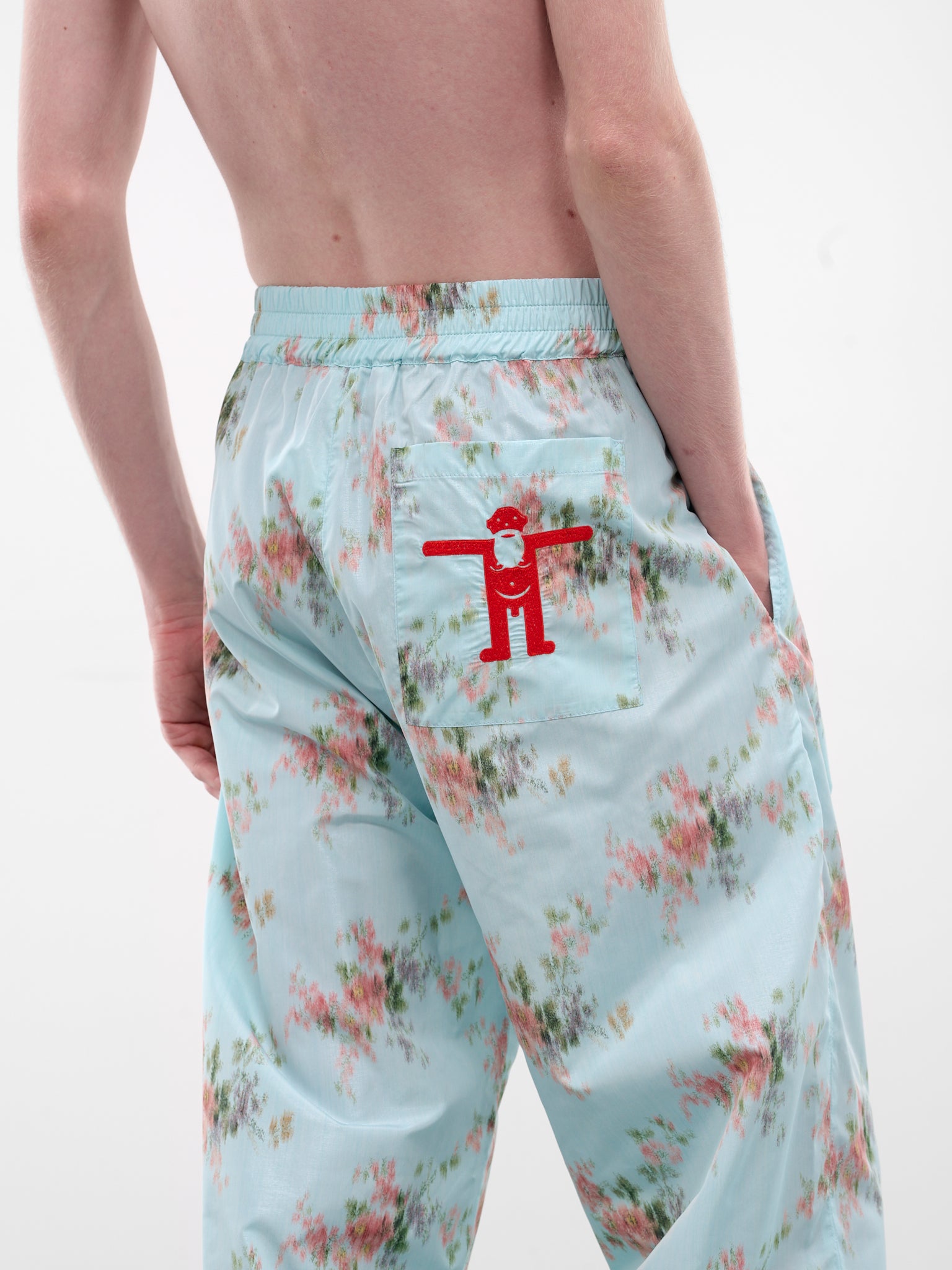 Blurry Floral Print Basic Pants (2013-CC16-LIGHT-BLUE)