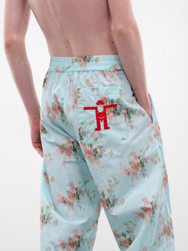 Blurry Floral Print Basic Pants (2013-CC16-LIGHT-BLUE)