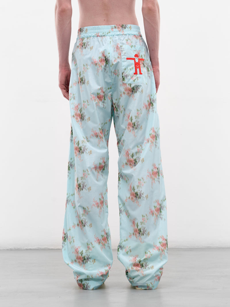 Blurry Floral Print Basic Pants (2013-CC16-LIGHT-BLUE)