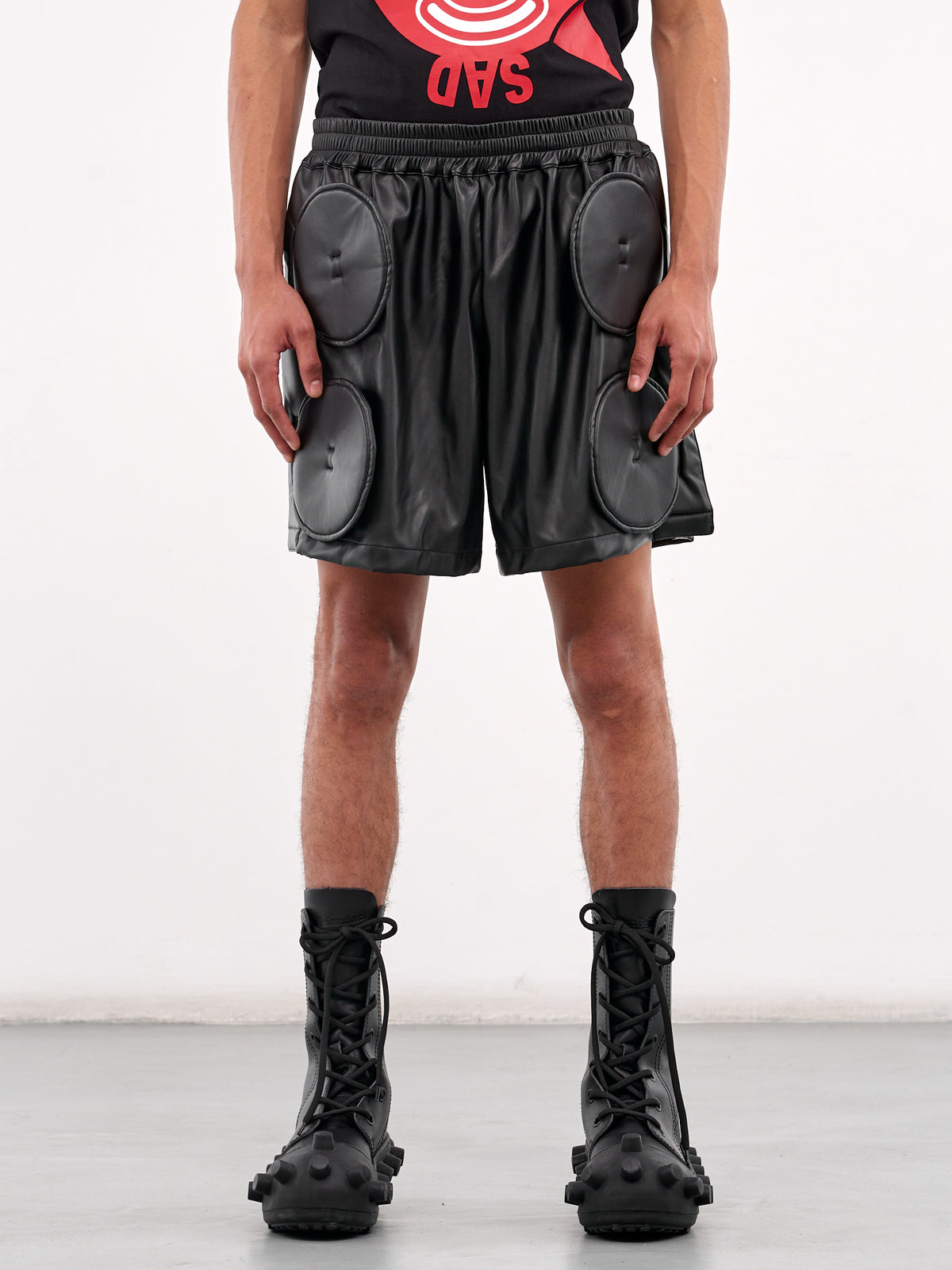 Button Appliqué Shorts (2015-CC20-BLACK)