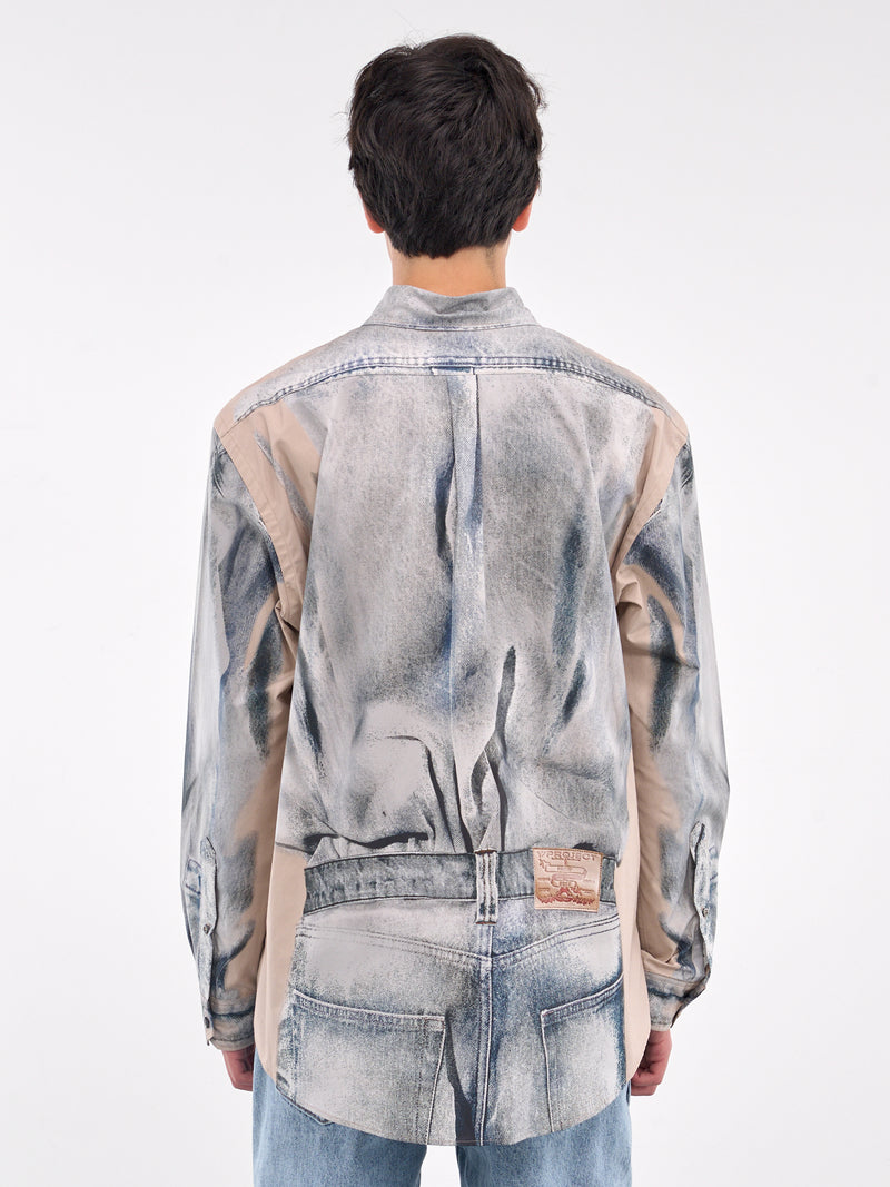 Trompe L'oeil Shirt (201SI014-F564-BEIGE-BLUE)