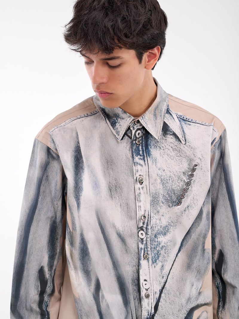 Trompe L'oeil Shirt (201SI014-F564-BEIGE-BLUE)
