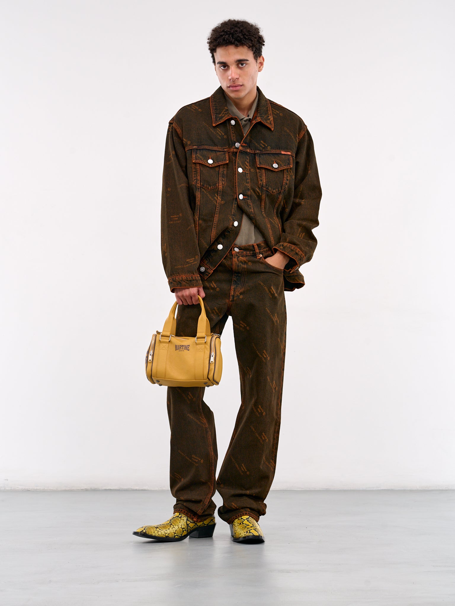 Logo Print Denim Jeans (229WD06204-ORANGE)
