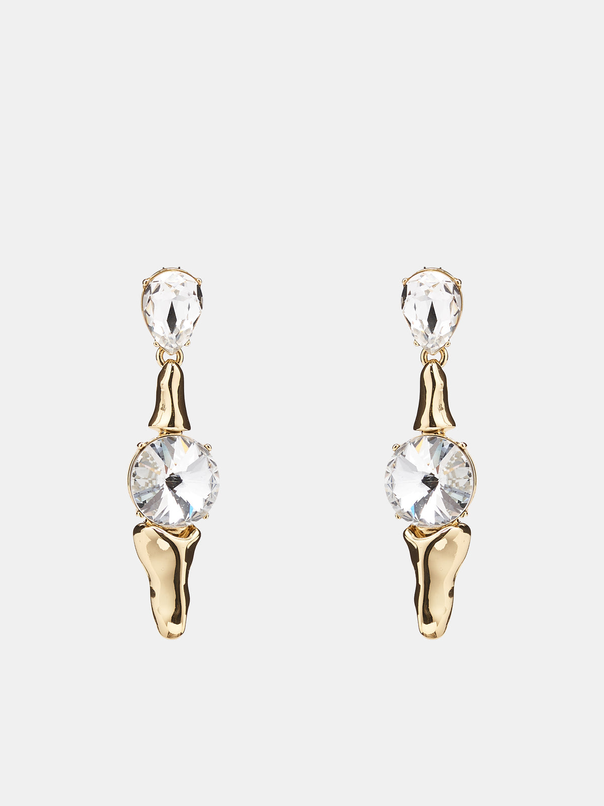 Bone Crystal Drop Earrings (2023A7283-GOLD)