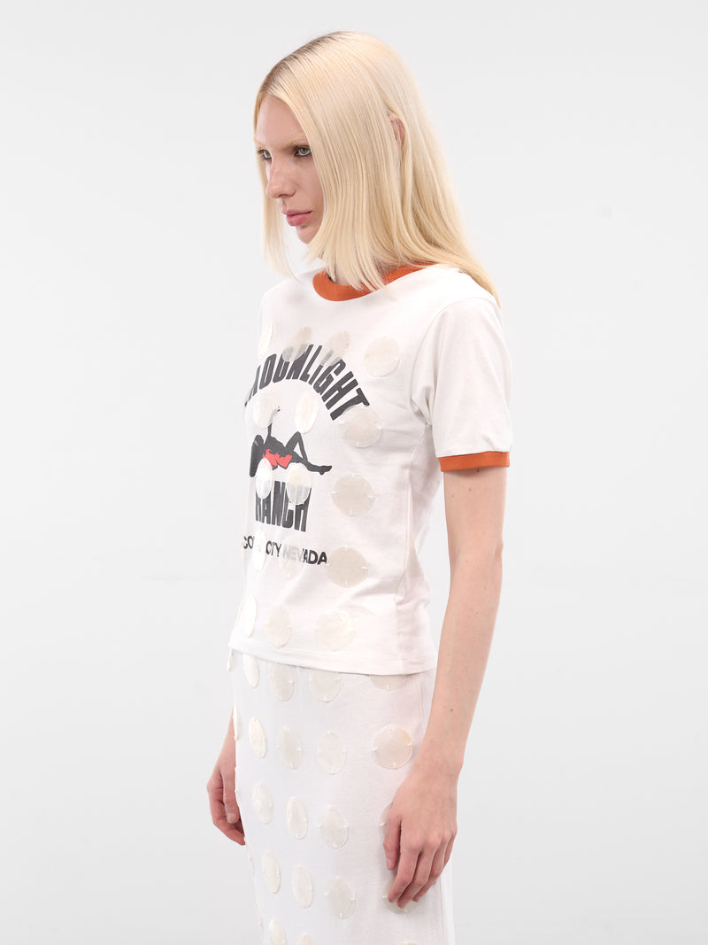 White MOP Sequin Ringer Tee (2037-WHITE)