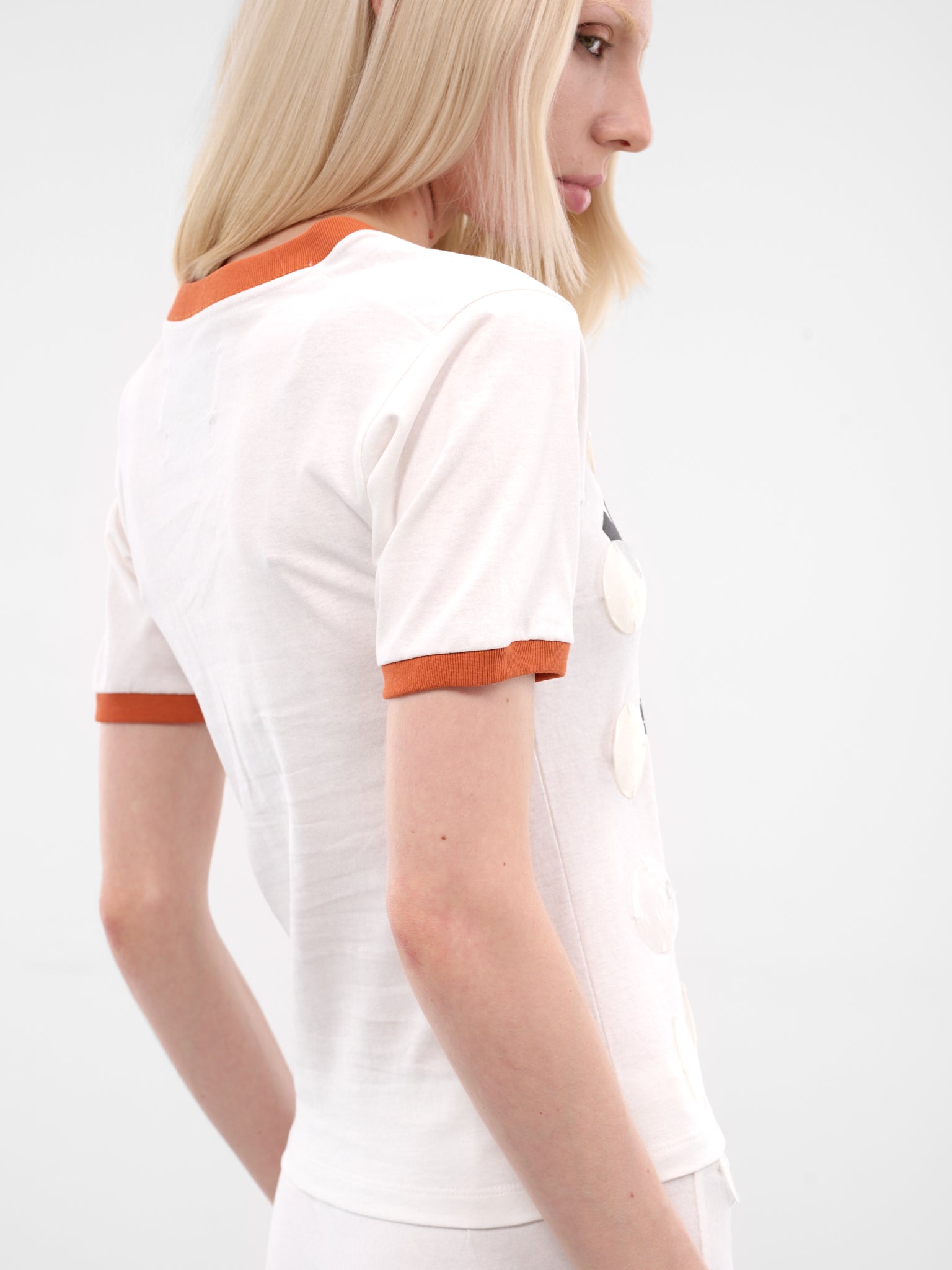 White MOP Sequin Ringer Tee (2037-WHITE)