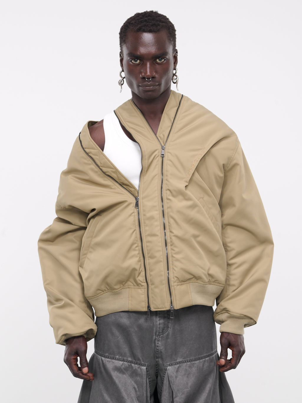 Y PROJECT JACKET (207JA002D51 EVERGREENVINBLA) Double Zip Pinched 