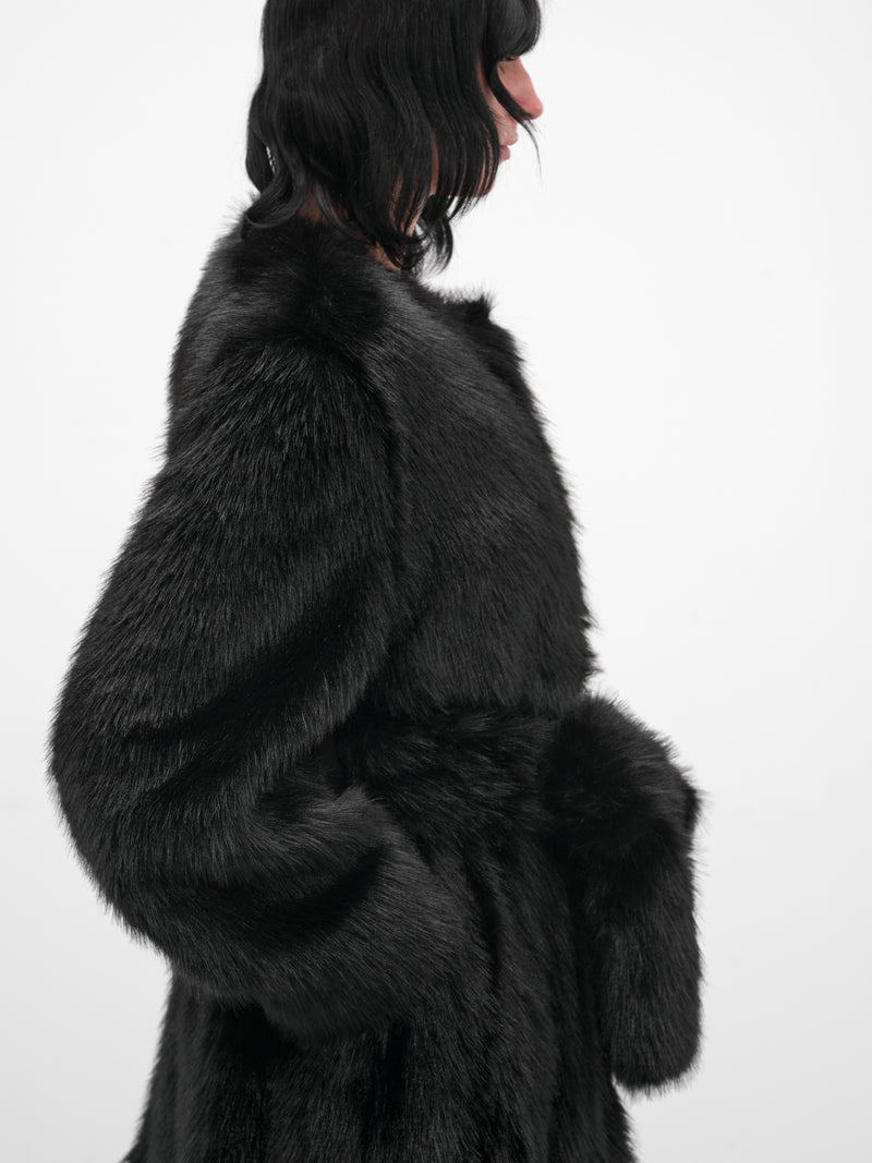 Black Oversized Long Fur Coat (2074-1090-BLACK)