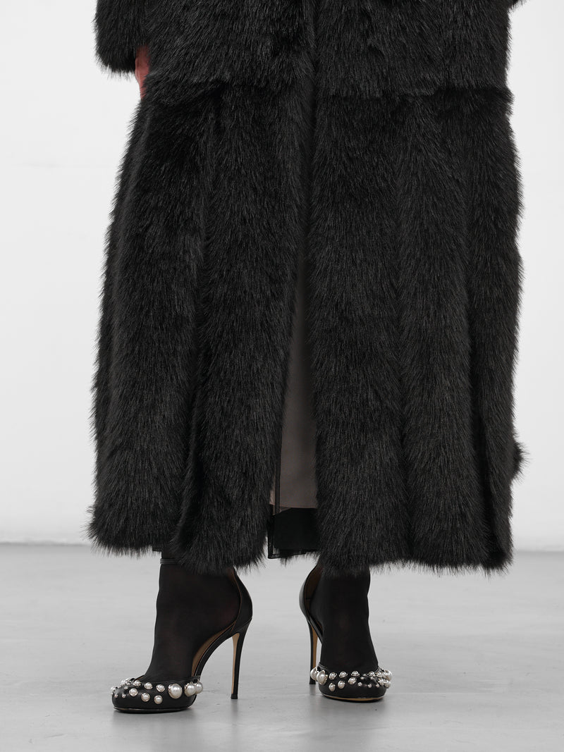 Black Oversized Long Fur Coat (2074-1090-BLACK)