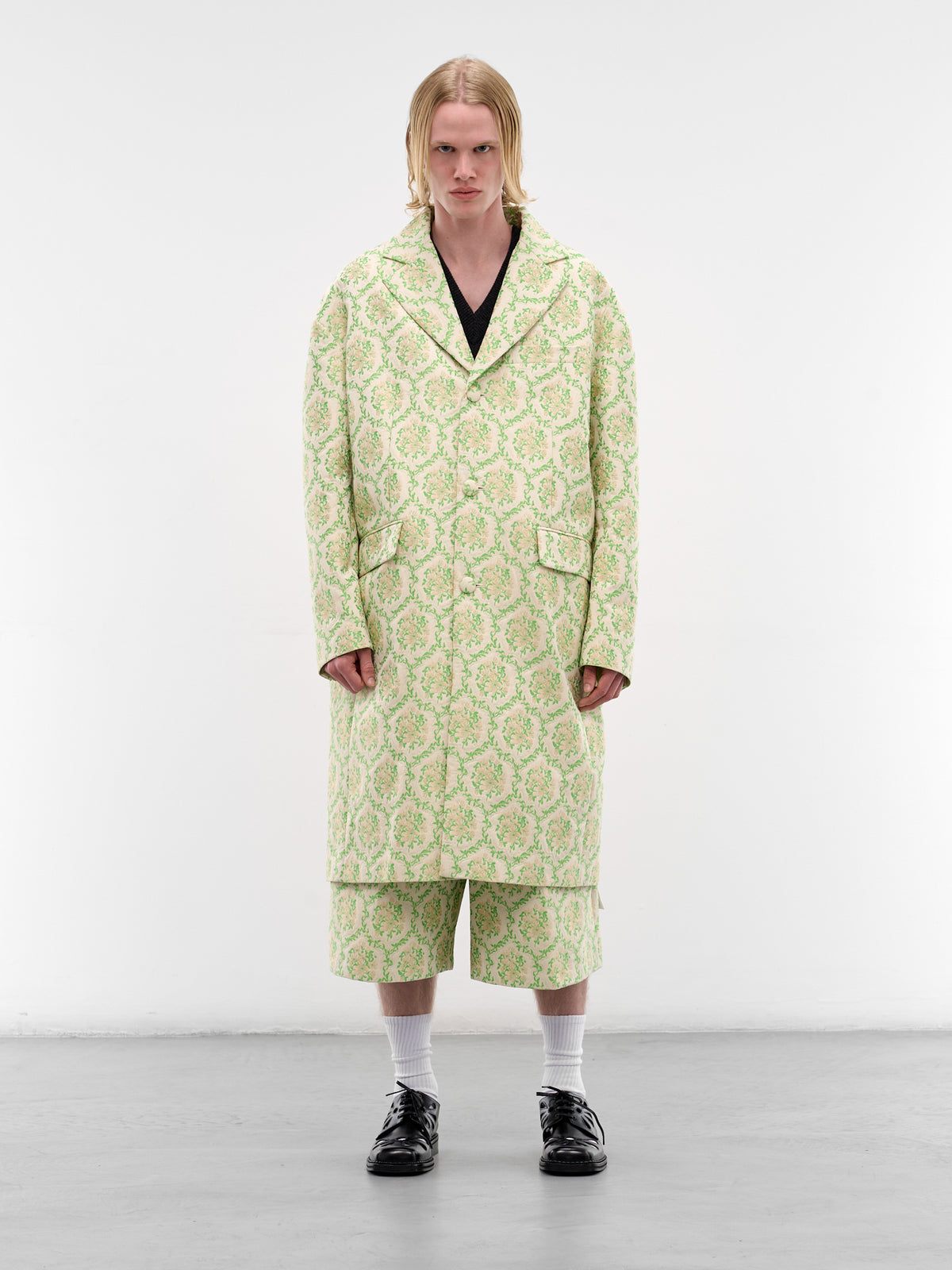 Green Floral Boxy Duster Coat (2080-1311-GREEN-FLORAL)