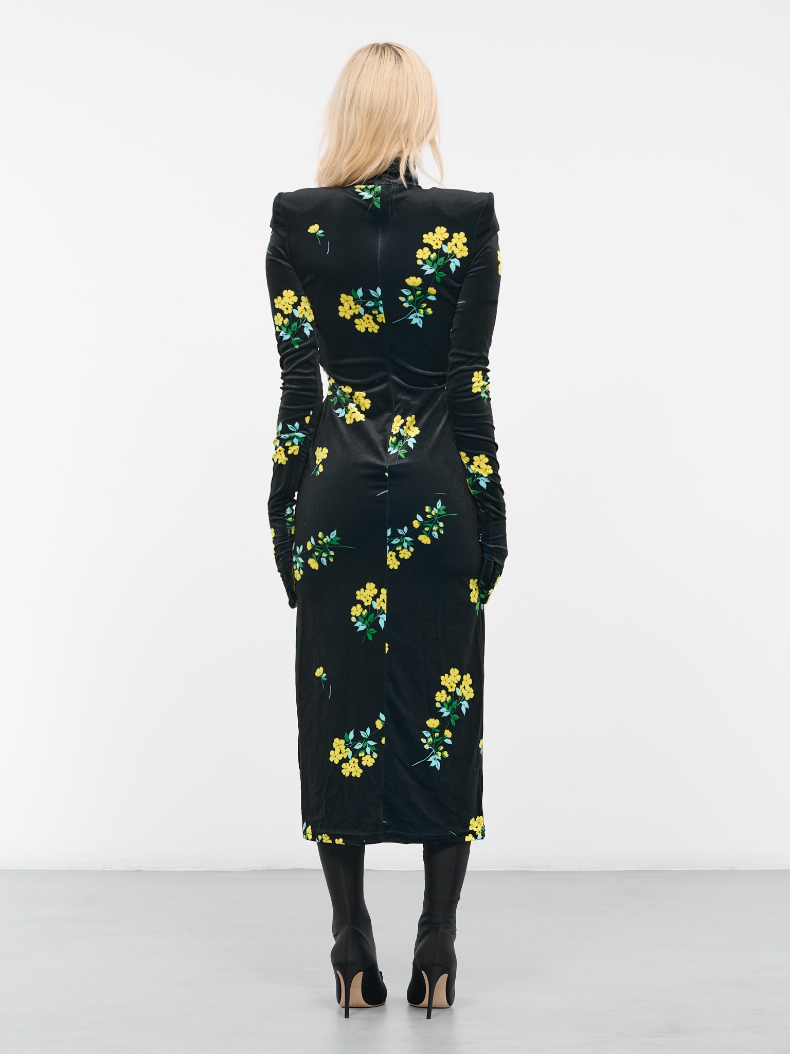 Logo Velvet Midi Dress in Black - Dolce Gabbana