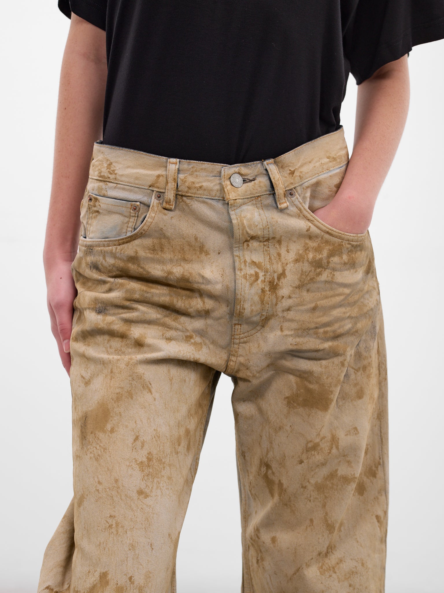 Beige Stained 2021F Klondike Jeans (2121F-KLONDIKE-SAND-BEIGE)