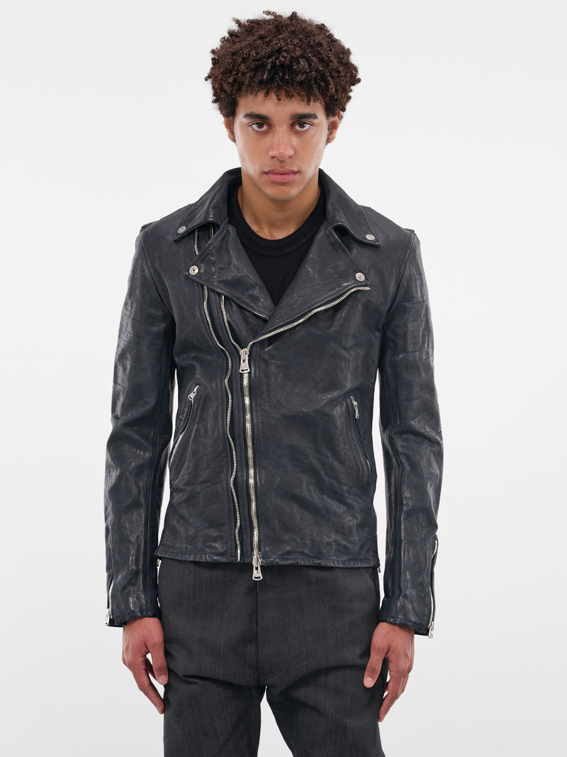 Blue Calf Leather Biker Jacket (2123-02-BLUE)