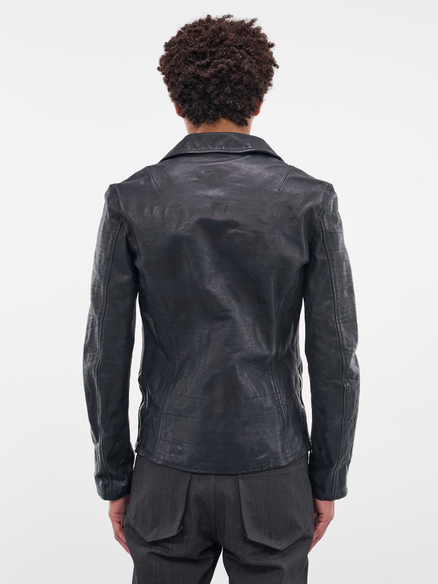 Blue Calf Leather Biker Jacket (2123-02-BLUE)