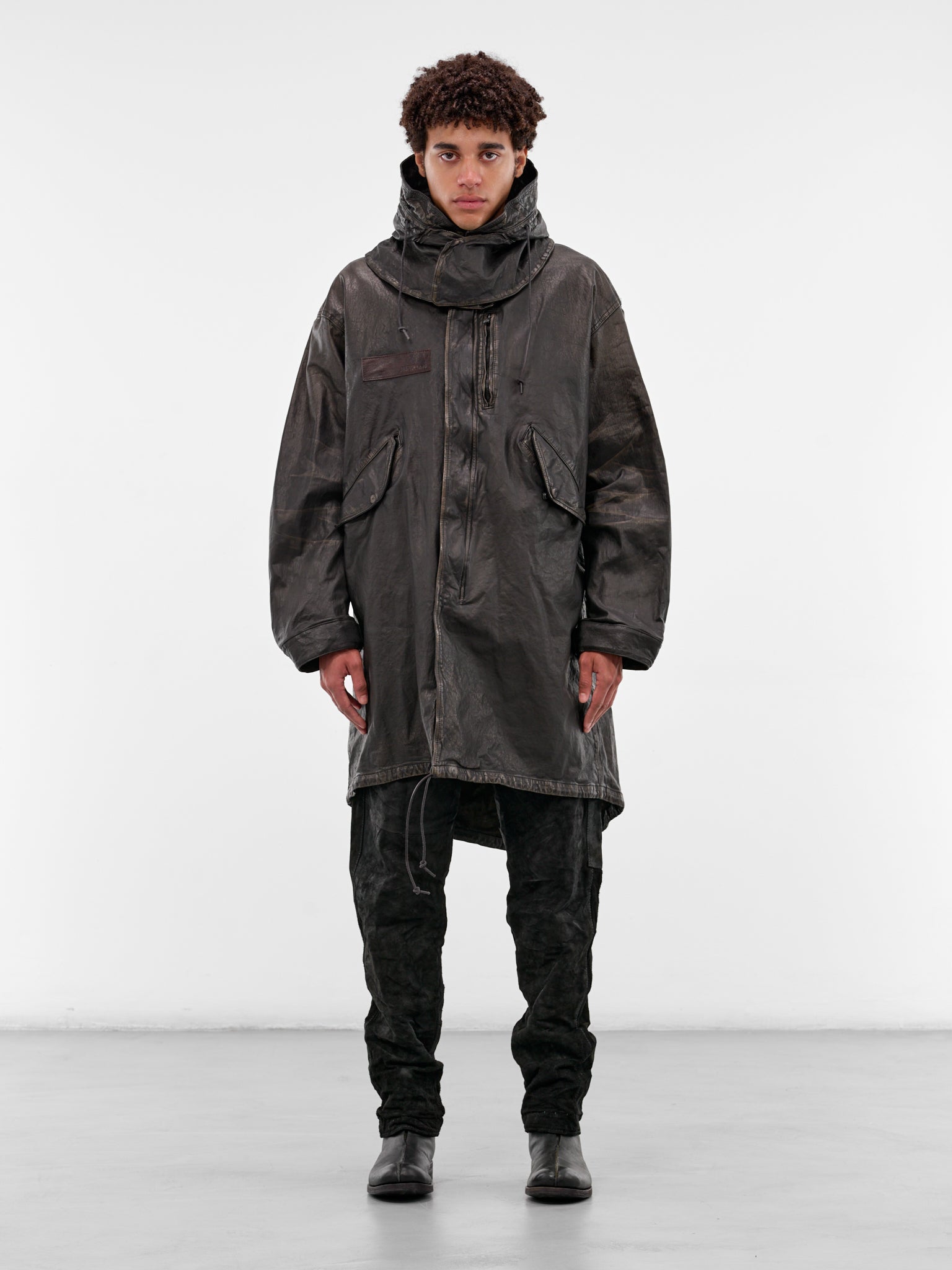 Black Steer Leather Fishtail Parka (2176-03-BLACK)