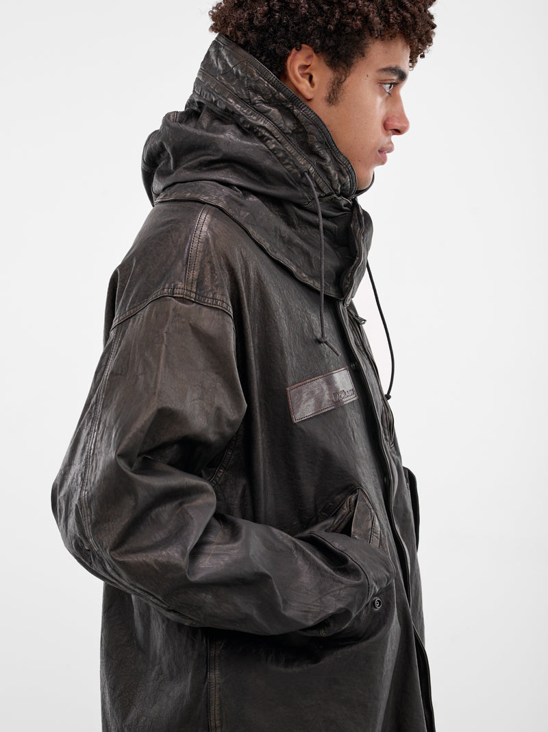 Black Steer Leather Fishtail Parka (2176-03-BLACK)