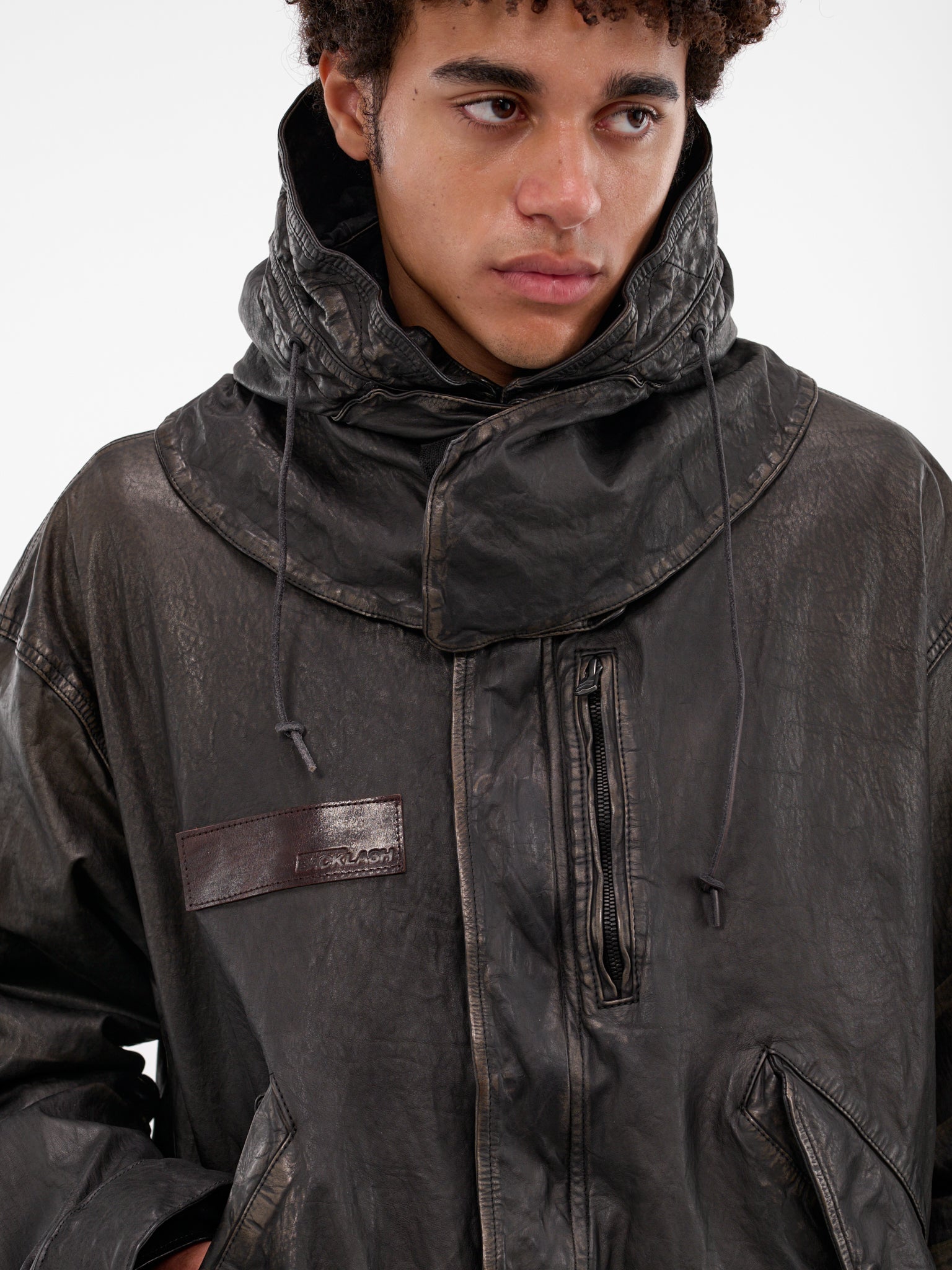Black Steer Leather Fishtail Parka (2176-03-BLACK)