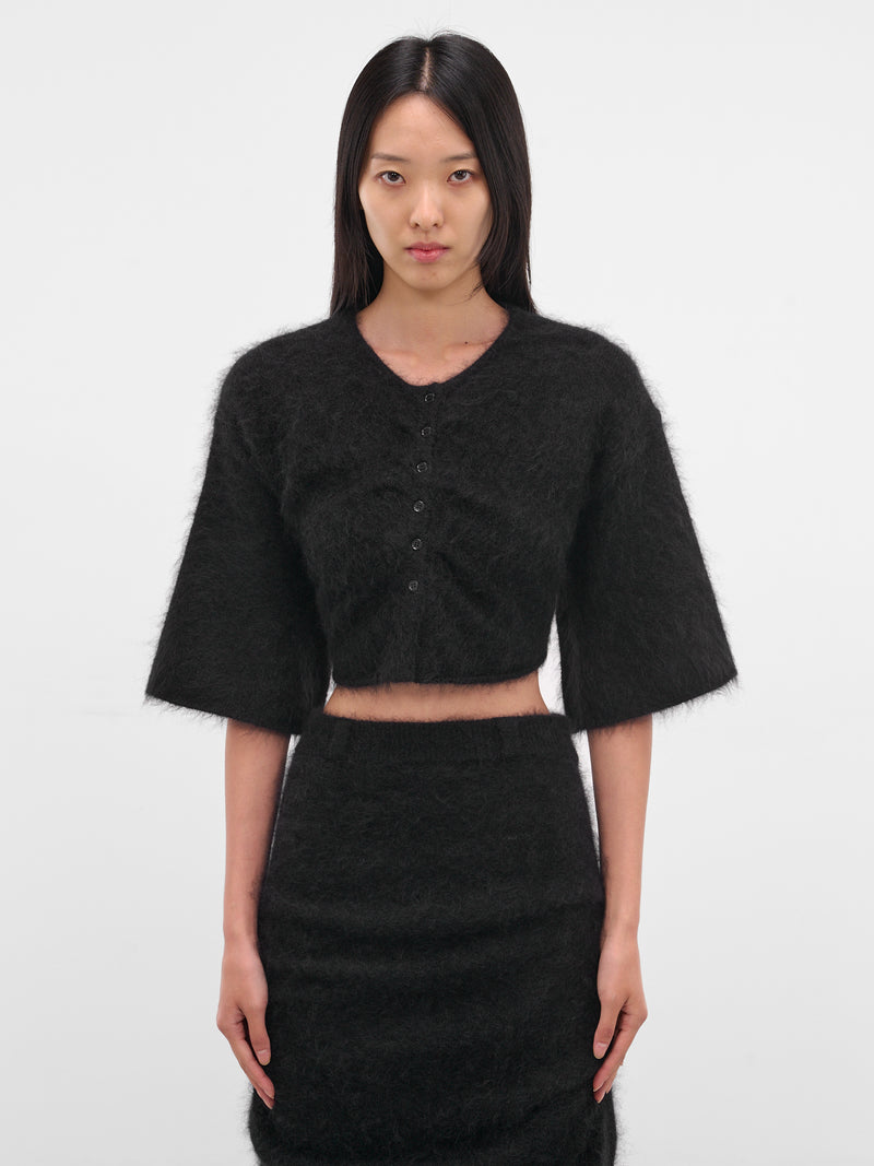 Maja Hairy Knit Cropped Cardigan (21977-MAJA-BLACK)