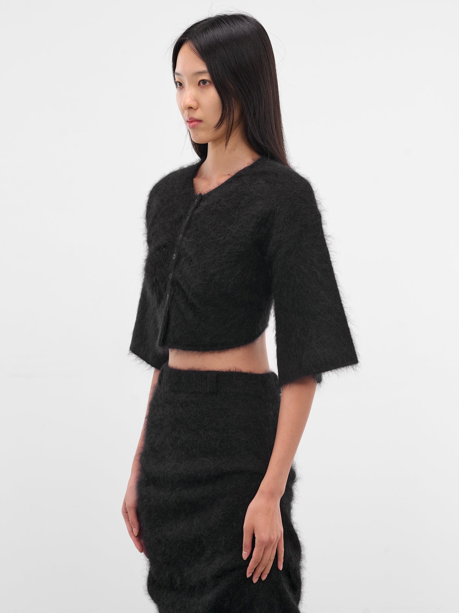 Maja Hairy Knit Cropped Cardigan (21977-MAJA-BLACK)