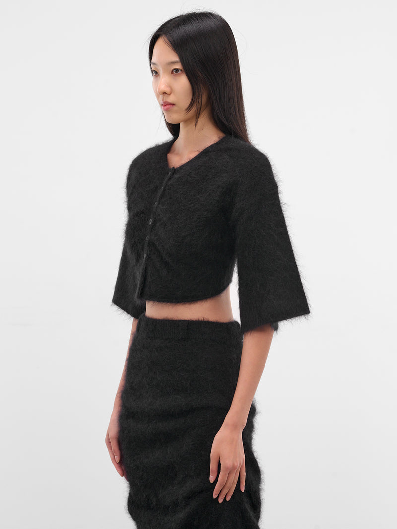 Maja Hairy Knit Cropped Cardigan (21977-MAJA-BLACK)