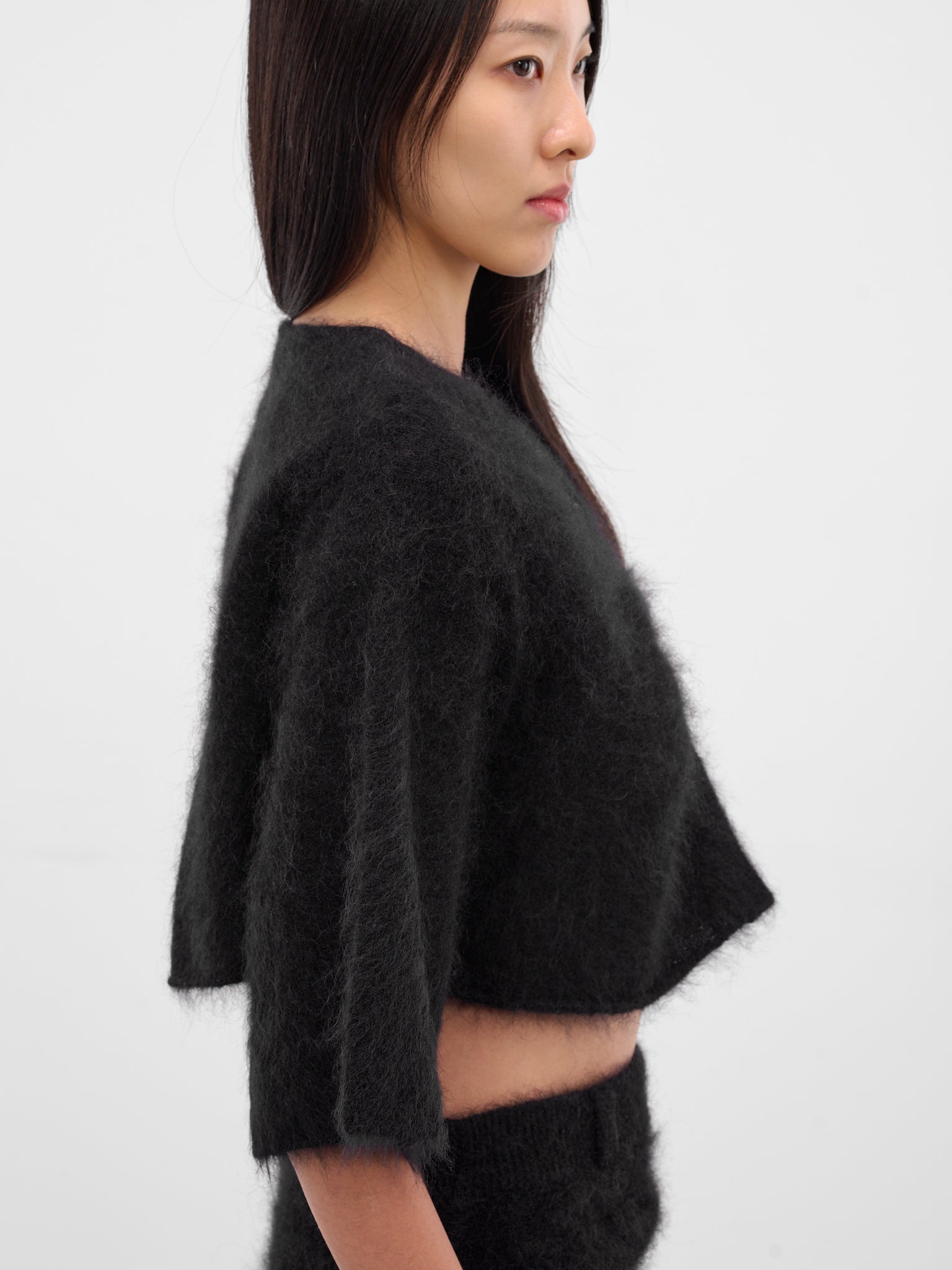 Maja Hairy Knit Cropped Cardigan (21977-MAJA-BLACK)