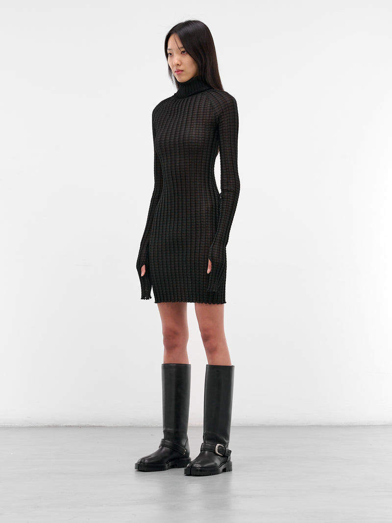 Alba Black Ribbed Mini Dress (22029-ALBA-BLACK)