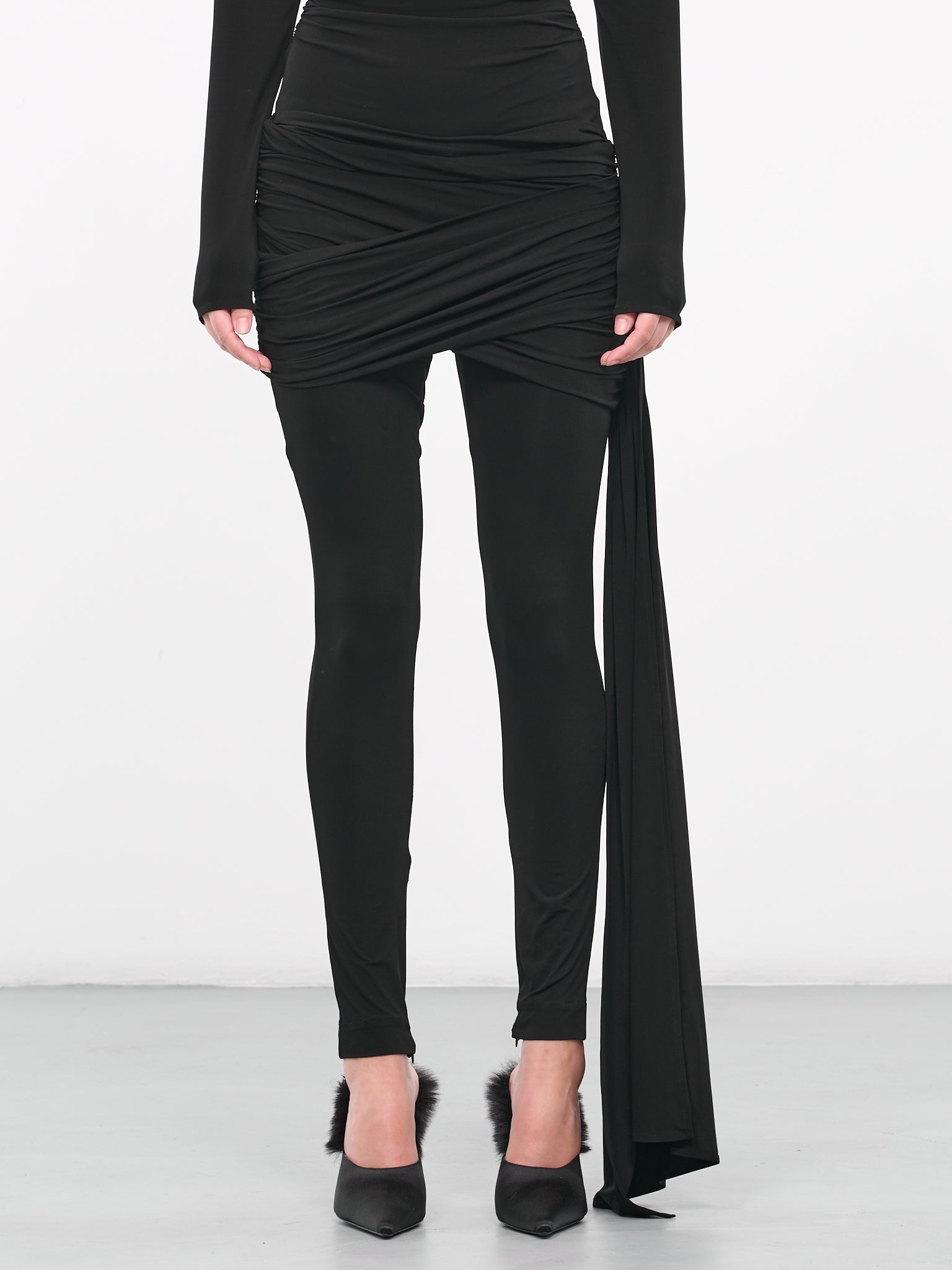 Sash Detail Jersey Leggings (220923-BLACK)