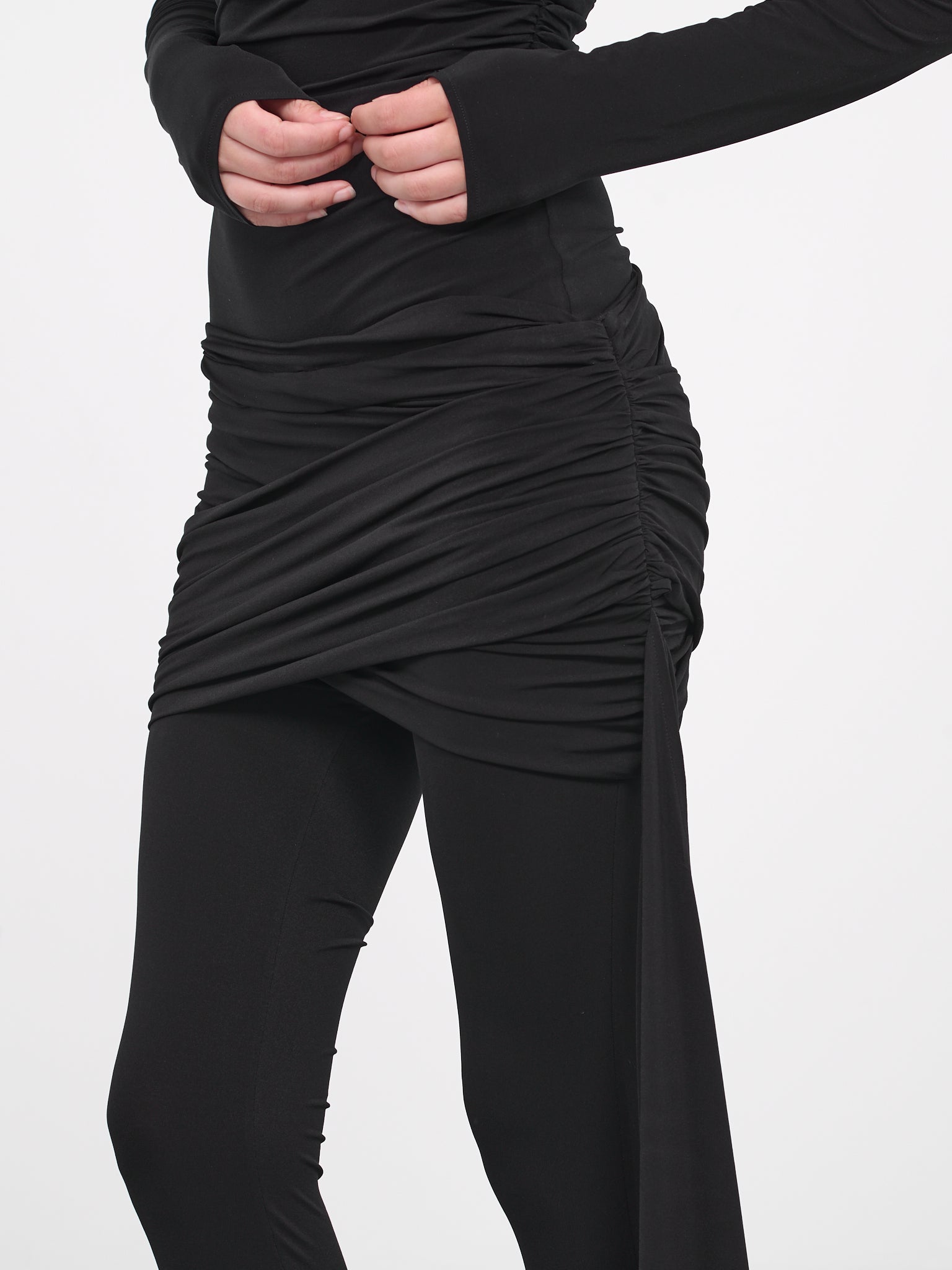 Sash Detail Jersey Leggings (220923-BLACK)