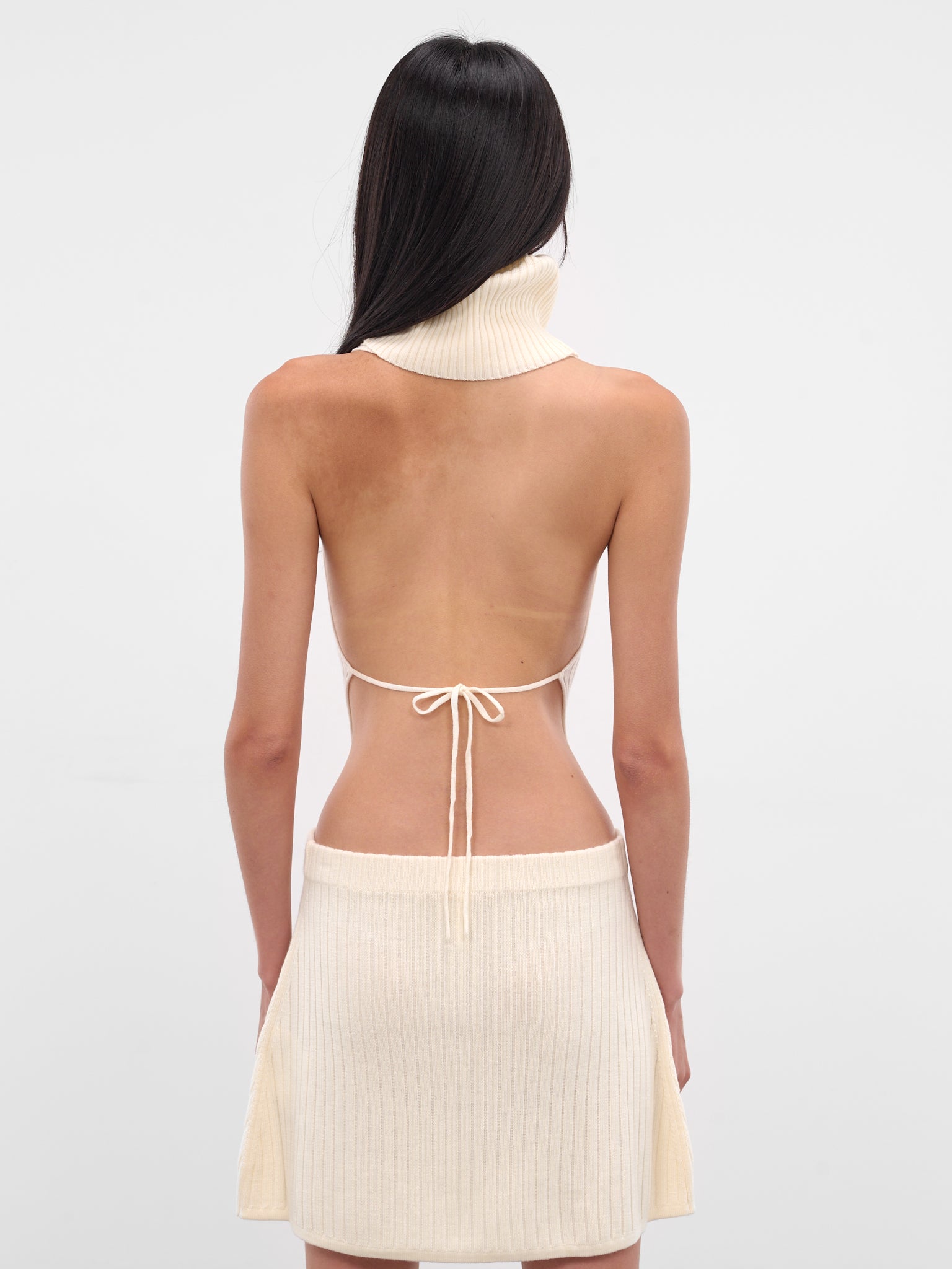 Tia White Ribbed Halter Turtleneck (22136-TIA-ECRU)