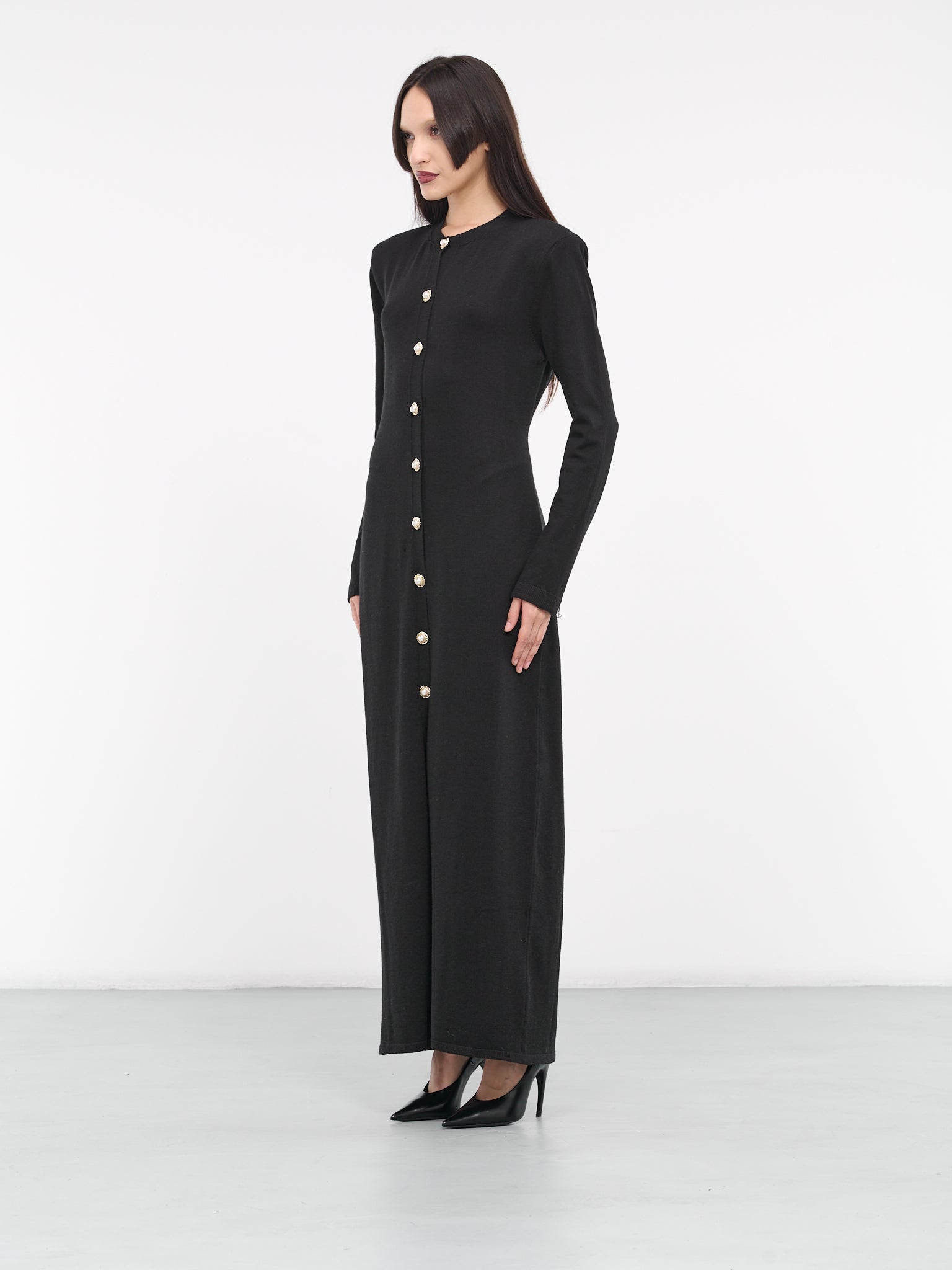 Pearl Button Duster Cardigan (2264240000017-BLACK)