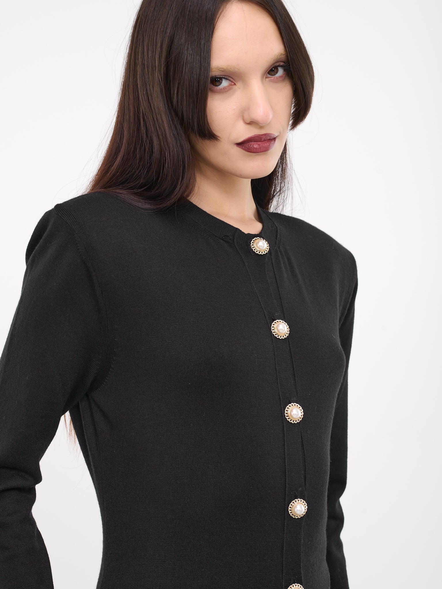 Pearl Button Duster Cardigan (2264240000017-BLACK)