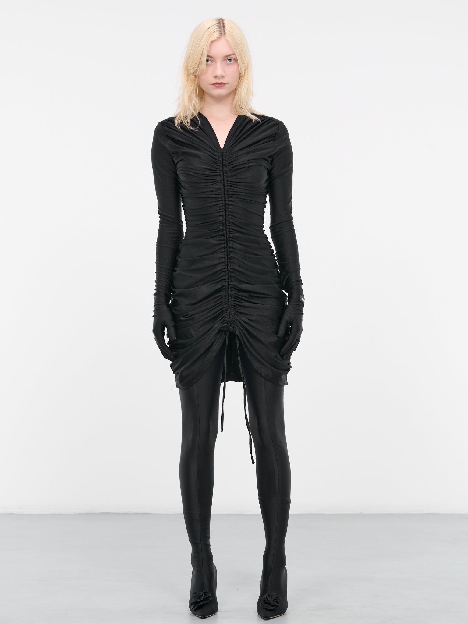RICHARD QUINN | H.Lorenzo|Gloved Ruched Dress (22A-BLACK-LYCRA), 10 / Black RICHARD QUINN | H.Lorenzo|Gloved Ruched Dress (22A-BLACK-LYCRA), 10 / Black
