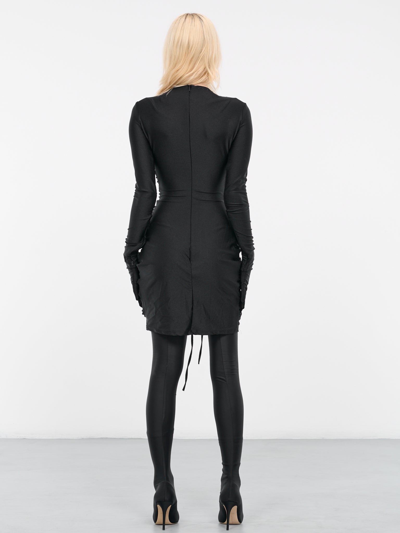 Gloved Ruched Dress (22A-BLACK-LYCRA)