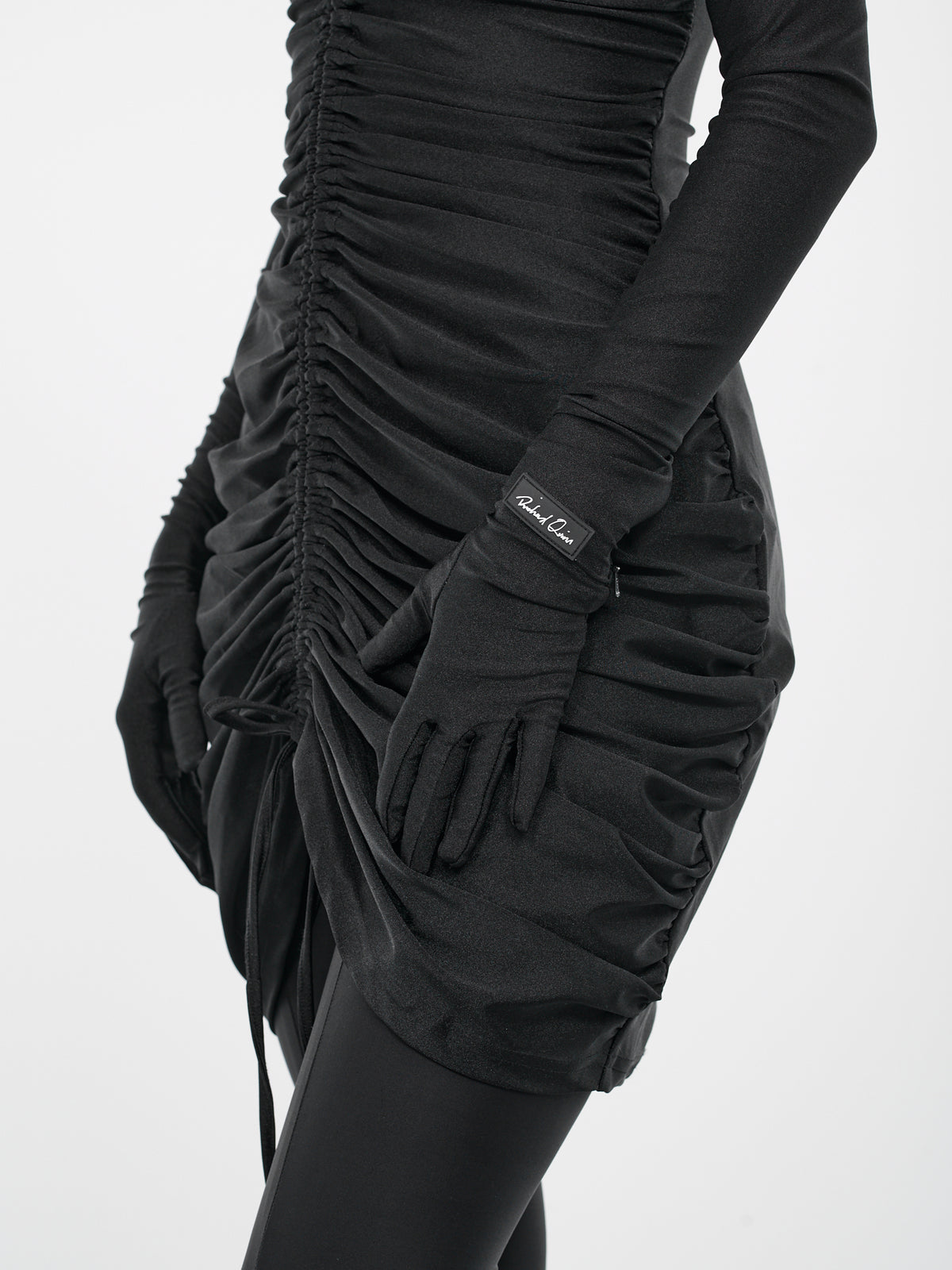 Gloved Ruched Dress (22A-BLACK-LYCRA)