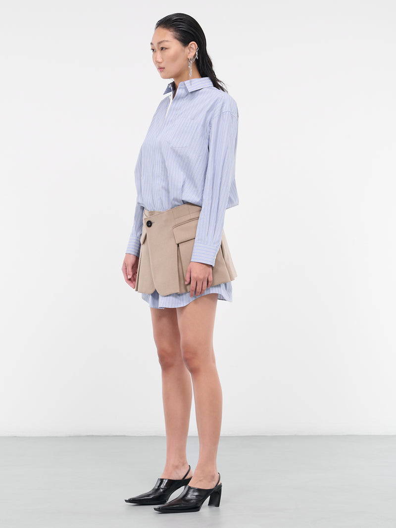 Shirt & Skirt Mini Dress (23-06773-LIGHT-BLUE-STRIPE-BEI)