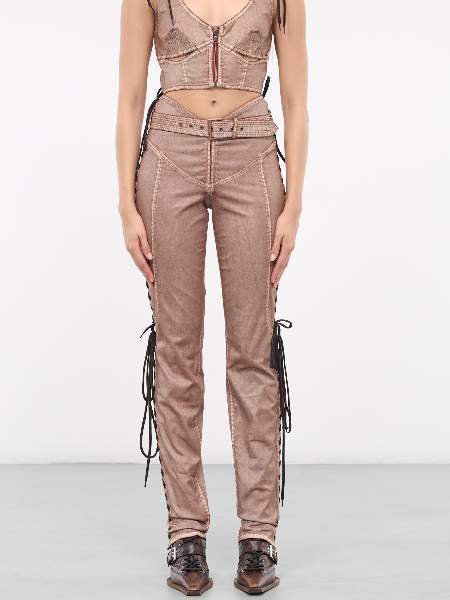 KNWLS Laced Trousers (23-14-F-PA074TP-D005-BROWN-ECR)