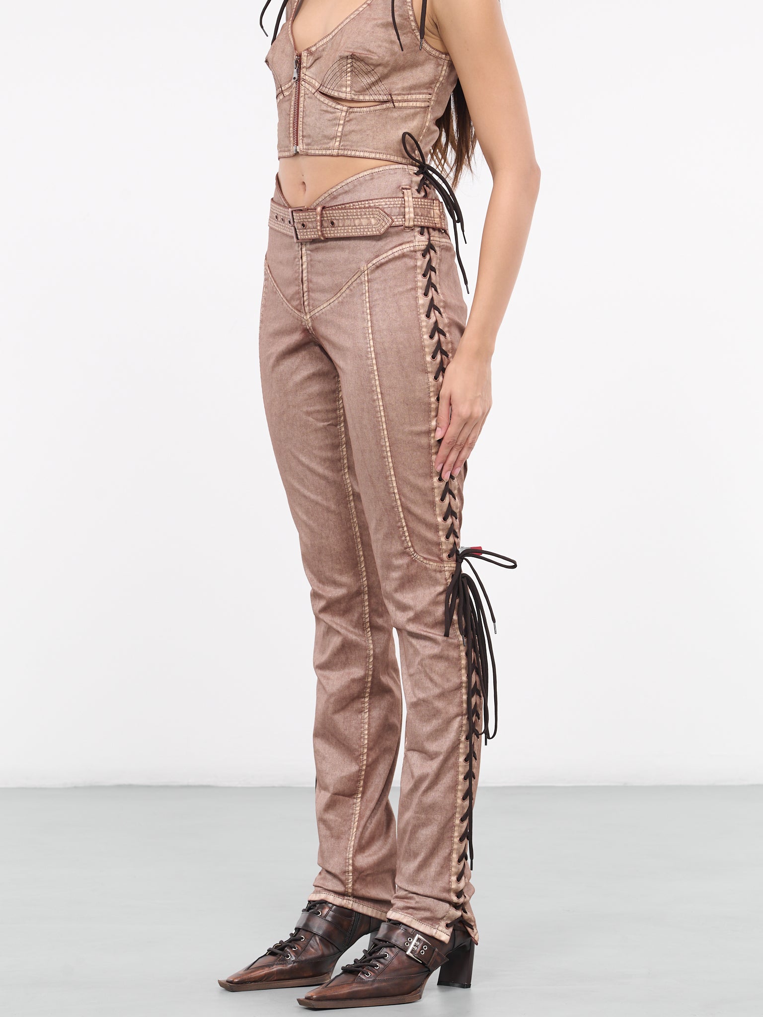 KNWLS Laced Trousers (23-14-F-PA074TP-D005-BROWN-ECR)