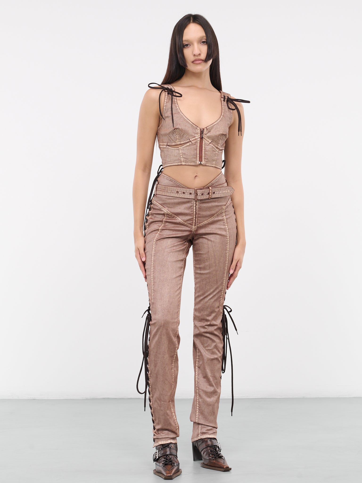 KNWLS Laced Trousers (23-14-F-PA074TP-D005-BROWN-ECR)