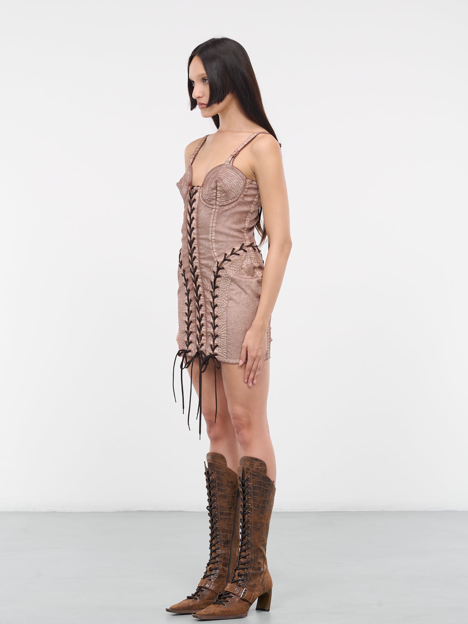 KNWLS Conical Laced Dress (23-14-F-RO061TP-D005-BROWN-ECR)