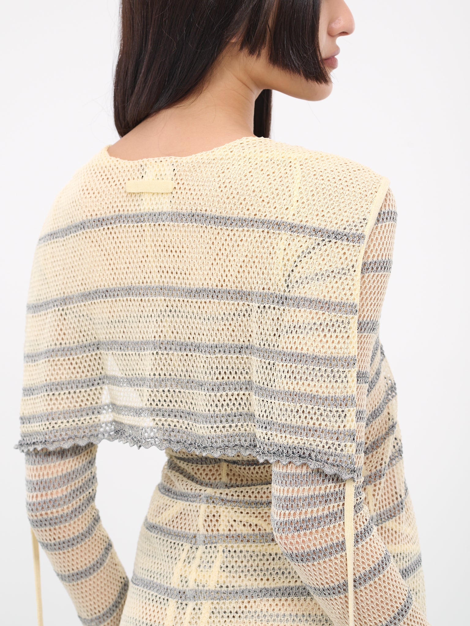 KNWLS Marinière Pointelle Cardigan (23-14-F-TO098-M053-ECRU-NAVY)