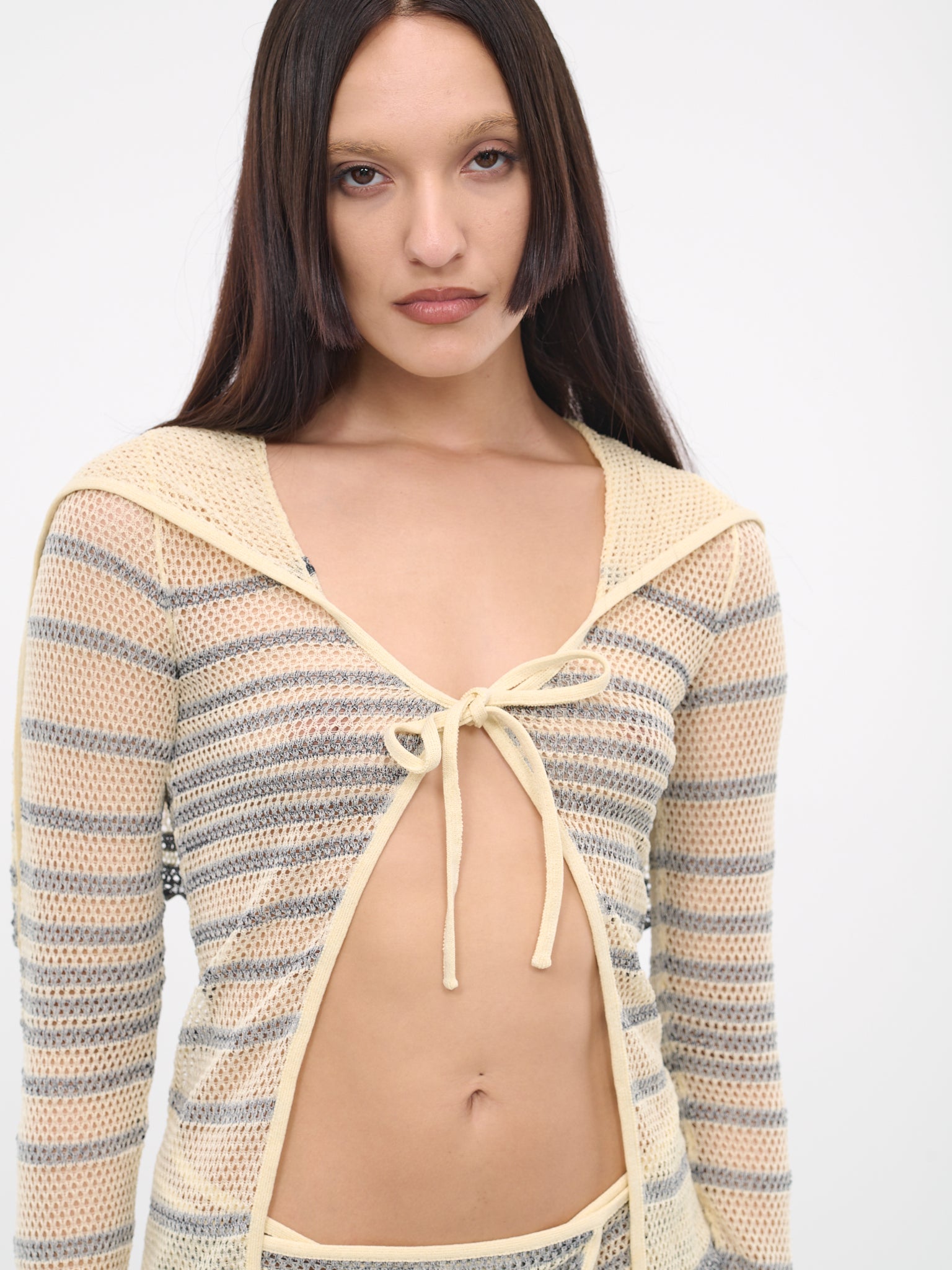 KNWLS Marinière Pointelle Cardigan (23-14-F-TO098-M053-ECRU-NAVY)