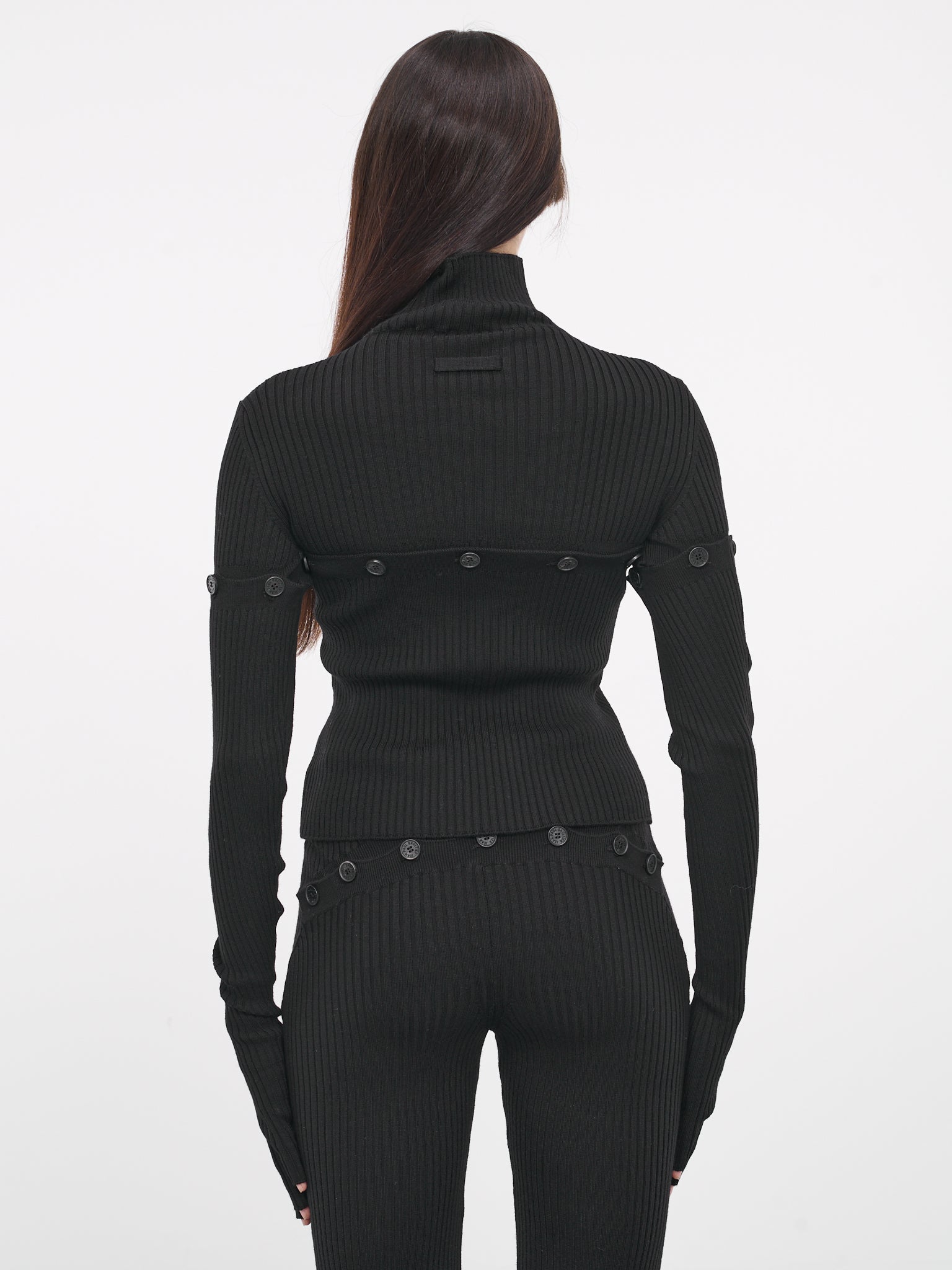Buttoned Knit Top (23-15-F-PL036-M057-BLACK)