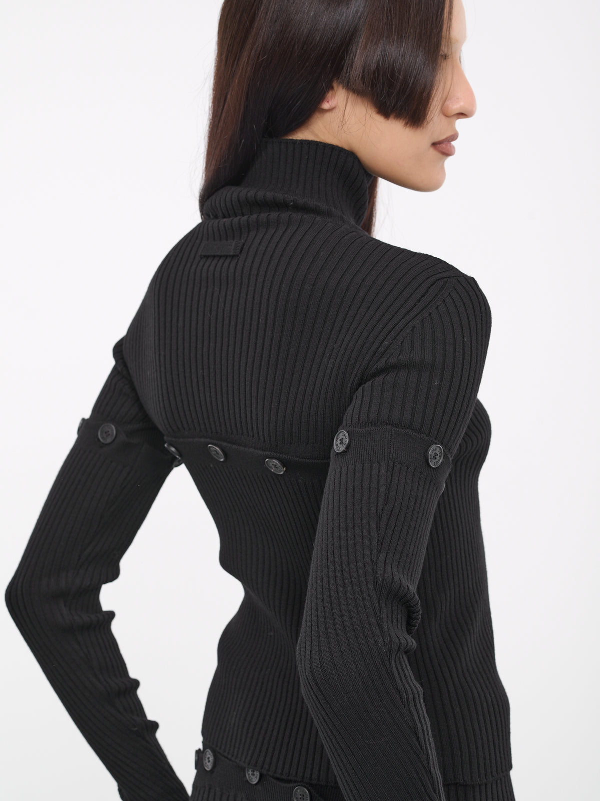 Buttoned Knit Top (23-15-F-PL036-M057-BLACK)
